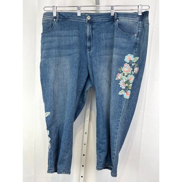 NWT J. JILL Authentic Fit Embroidered Cropped Jeans Cape Code Wash Blue 26 Plus - Picture 11 of 11